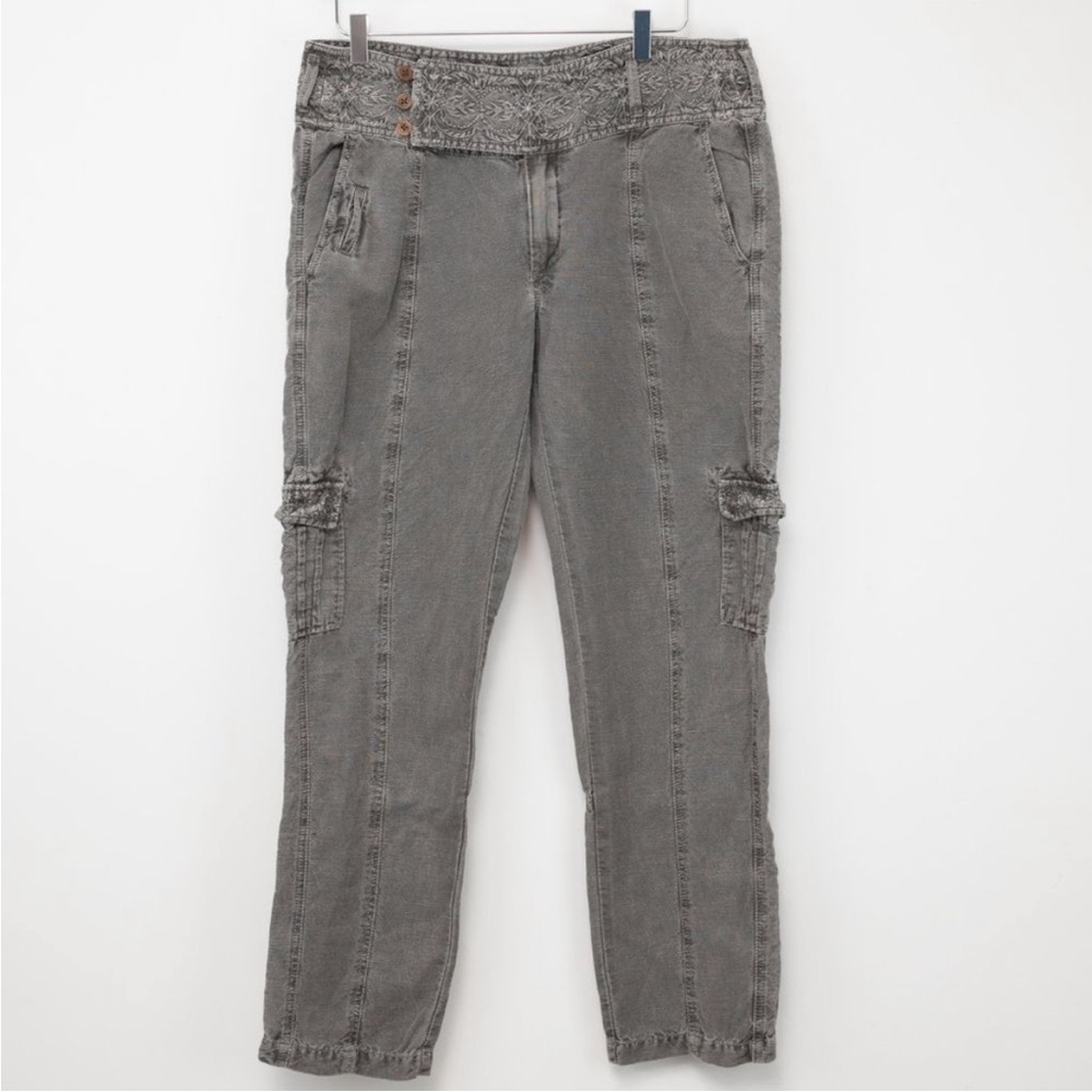 Sundance More Than Cargo Pants Trousers Embroidered Washed Grey Size 12
